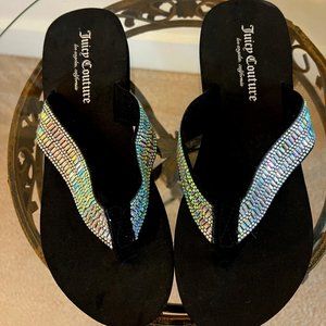 Juicy Couture Skip Jeweled Flip-Flops - Black - Size 7 {NWOT}